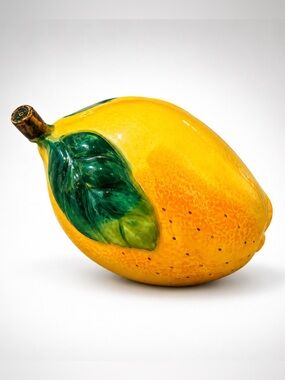 Vintage Hand Painted Ceramic Lemon Fruit Decor Figurine 6”